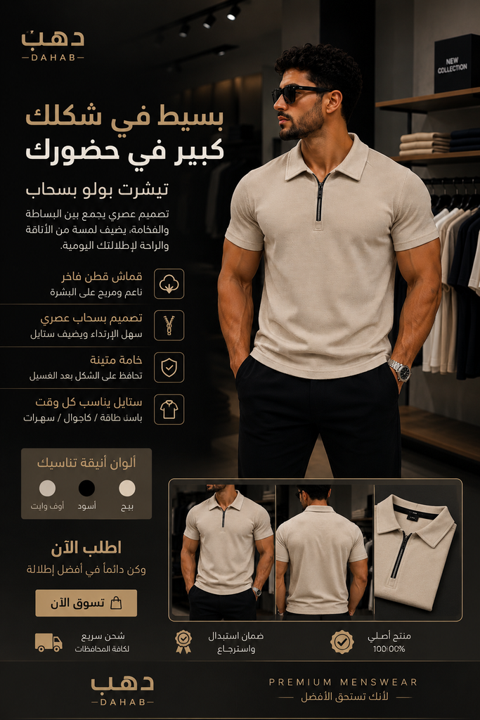 تيشيرت بولو بسحاب